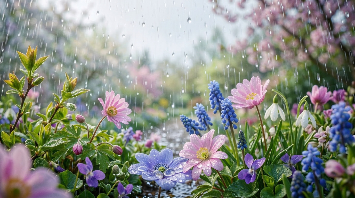 Tears fall like rain in an April shower.